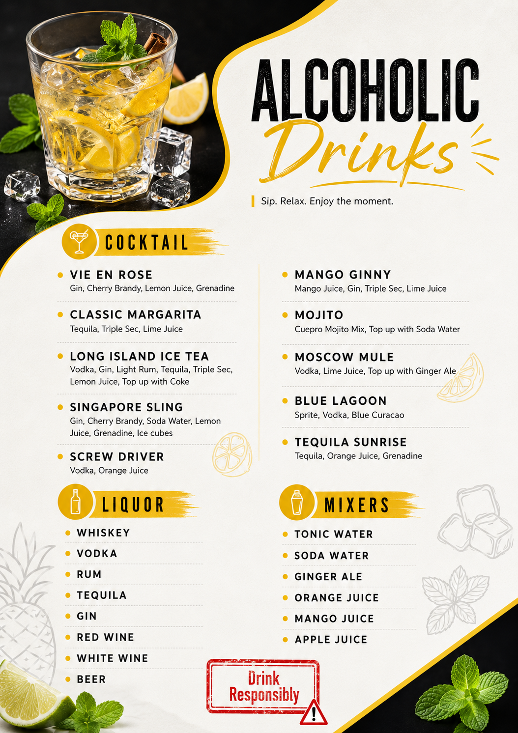 Cruise Menu & Drink